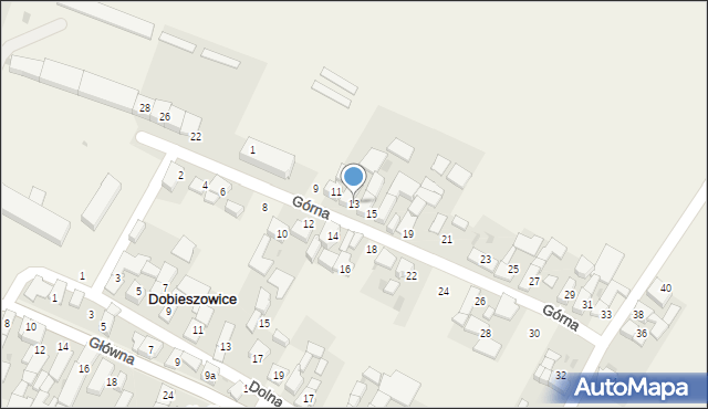 Dobieszowice, Górna, 13, mapa Dobieszowice