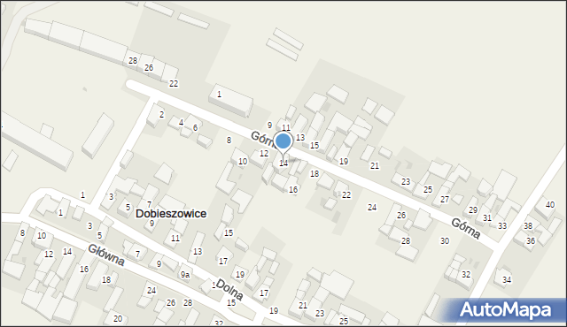 Dobieszowice, Górna, 14, mapa Dobieszowice