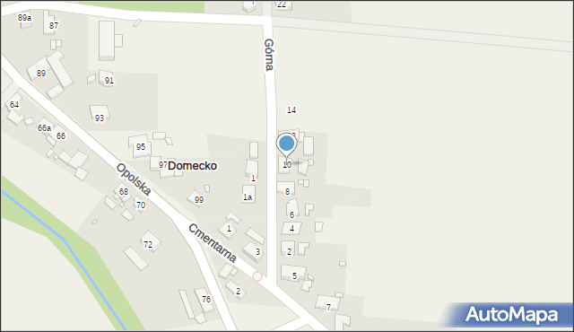 Domecko, Górna, 10, mapa Domecko