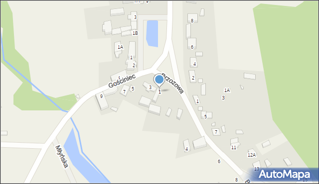 Dominikowo, Gościniec, 1, mapa Dominikowo