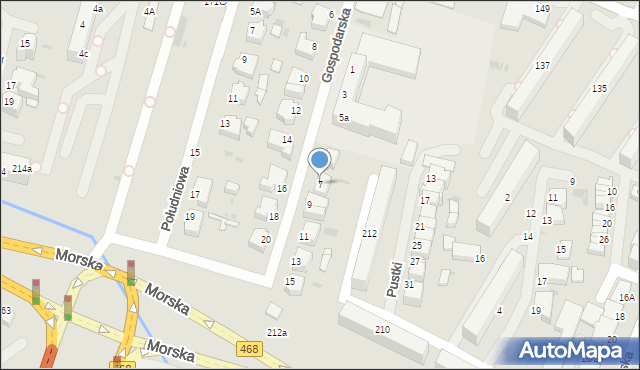 Gdynia, Gospodarska, 7, mapa Gdyni