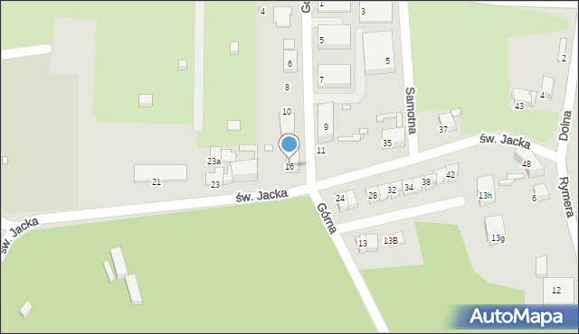 Gliwice, Górna, 16, mapa Gliwic