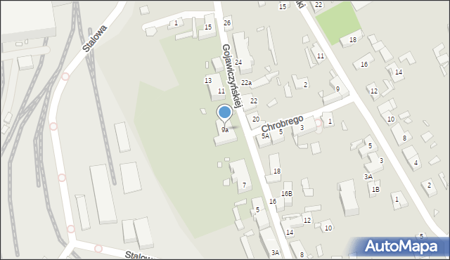Gliwice, Gojawiczyńskiej Poli, 9a, mapa Gliwic