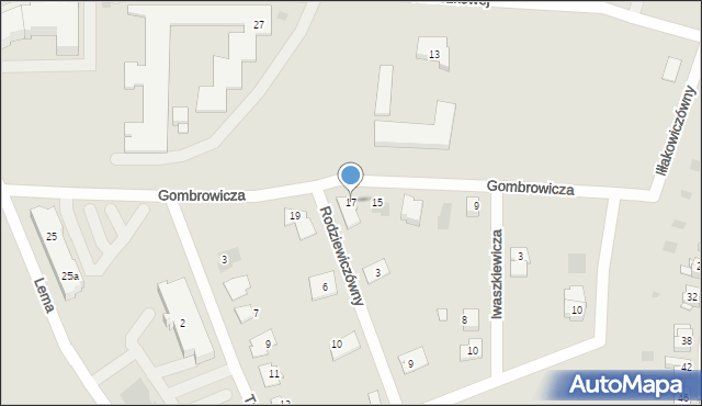 Gniezno, Gombrowicza Witolda, 17, mapa Gniezna