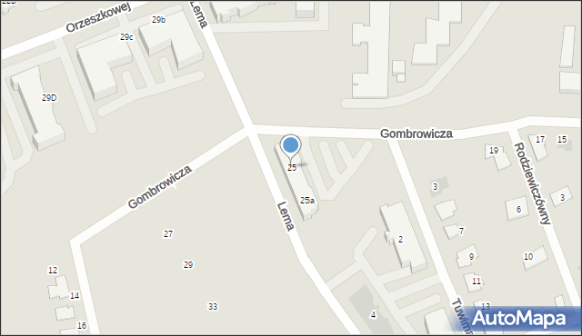 Gniezno, Gombrowicza Witolda, 25, mapa Gniezna