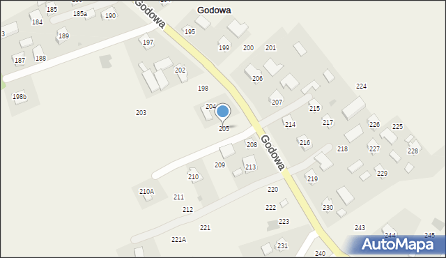 Godowa, Godowa, 205, mapa Godowa