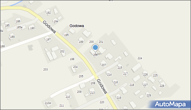 Godowa, Godowa, 206, mapa Godowa