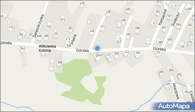 Godziszka, Górska, 377, mapa Godziszka