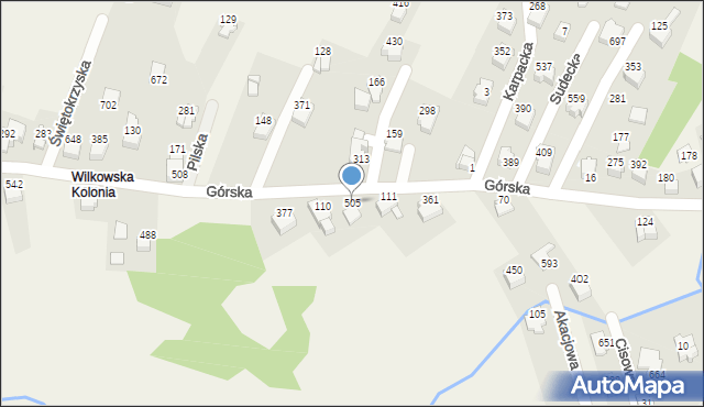 Godziszka, Górska, 505, mapa Godziszka