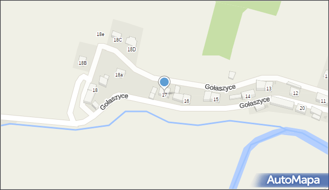 Gołaszyce, Gołaszyce, 17, mapa Gołaszyce