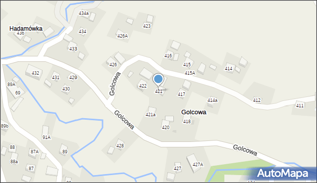 Golcowa, Golcowa, 421, mapa Golcowa