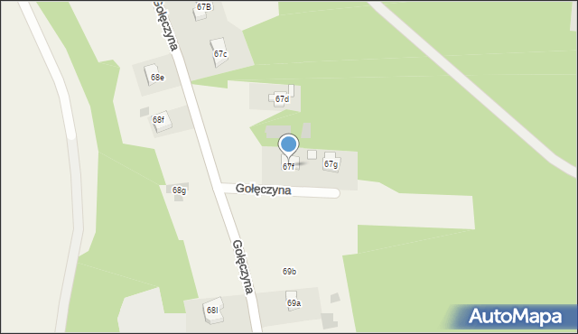 Gołęczyna, Gołęczyna, 67f, mapa Gołęczyna