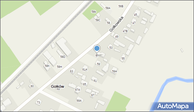 Gołków, Gołkowska, 57, mapa Gołków