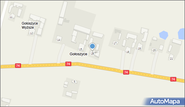 Gołoszyce, Gołoszyce, 16, mapa Gołoszyce