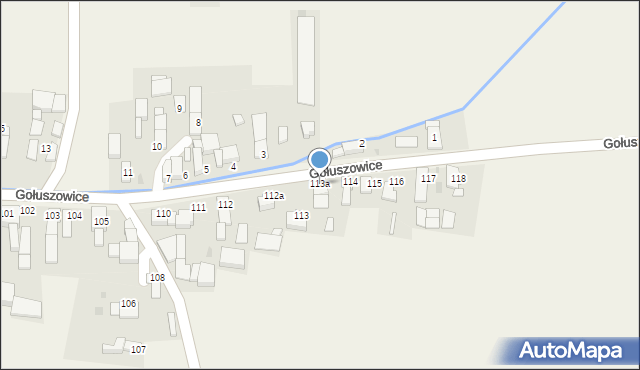 Gołuszowice, Gołuszowice, 113a, mapa Gołuszowice