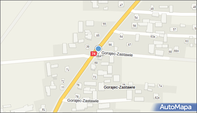 Gorajec-Zastawie, Gorajec-Zastawie, 69A, mapa Gorajec-Zastawie