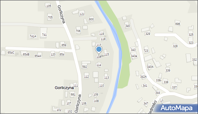 Gorliczyna, Gorliczyna, 116, mapa Gorliczyna