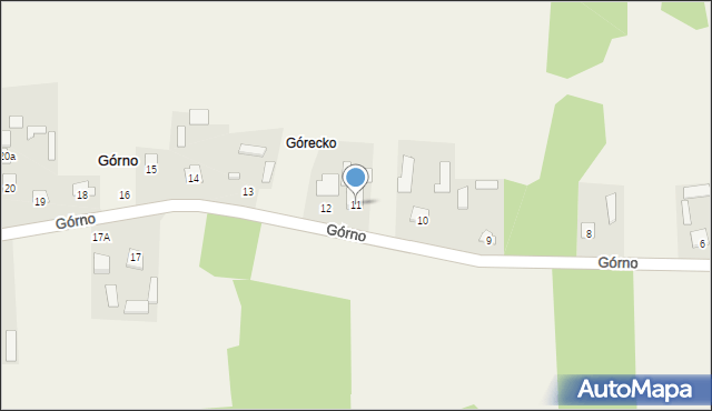 Górno, Górno, 11, mapa Górno