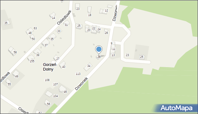 Gorzeń Dolny, Gorzeń Dolny, 66a, mapa Gorzeń Dolny