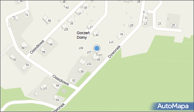 Gorzeń Dolny, Gorzeń Dolny, 66b, mapa Gorzeń Dolny