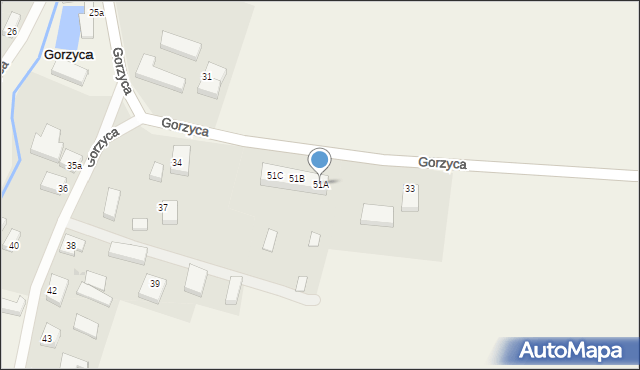 Gorzyca, Gorzyca, 51A, mapa Gorzyca