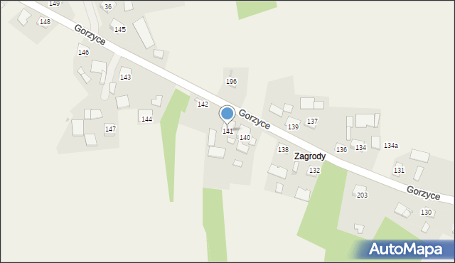 Gorzyce, Gorzyce, 141, mapa Gorzyce