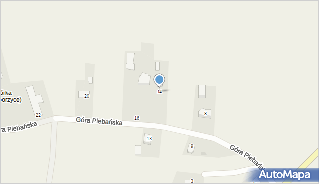 Gorzyce, Góra Plebańska, 14, mapa Gorzyce