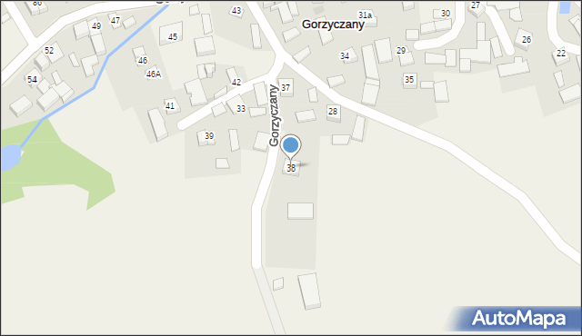 Gorzyczany, Gorzyczany, 38, mapa Gorzyczany