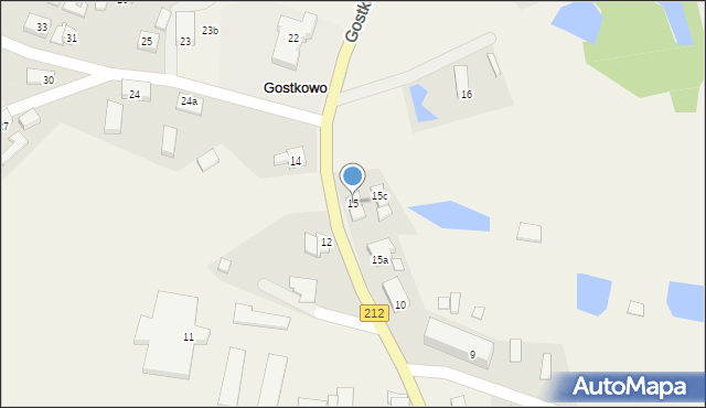 Gostkowo, Gostkowo, 15, mapa Gostkowo