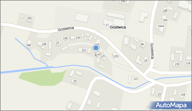 Gostwica, Gostwica, 62, mapa Gostwica