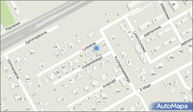 Grodzisk Mazowiecki, Godebskiego Cypriana, 4, mapa Grodzisk Mazowiecki