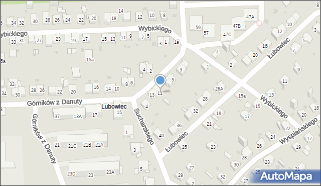 Jaworzno, Górników z Danuty, 11, mapa Jaworzno