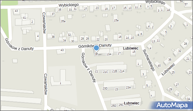 Jaworzno, Górników z Danuty, 37, mapa Jaworzno