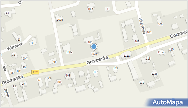 Jenin, Gorzowska, 102a, mapa Jenin