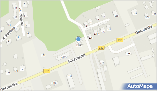 Jenin, Gorzowska, 136A, mapa Jenin