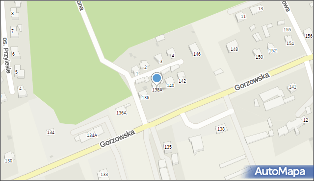 Jenin, Gorzowska, 138A, mapa Jenin