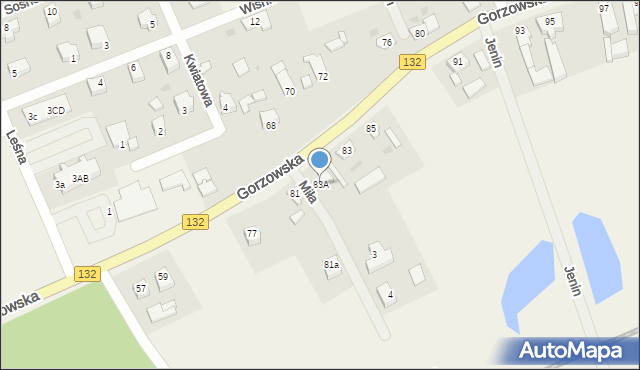 Jenin, Gorzowska, 83A, mapa Jenin