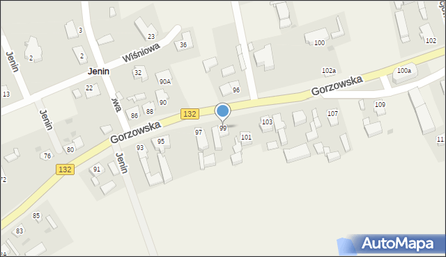 Jenin, Gorzowska, 99, mapa Jenin