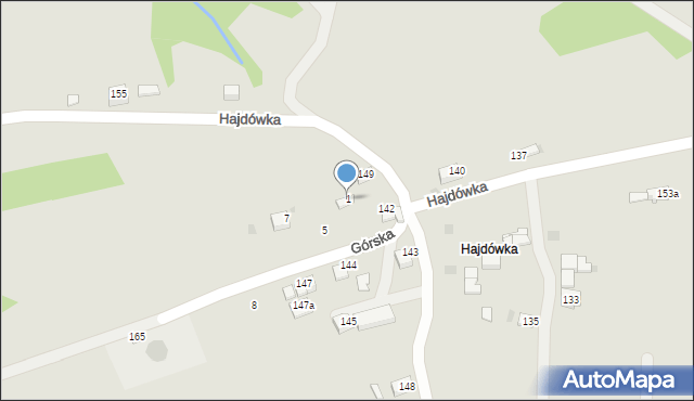 Jordanów, Górska, 1, mapa Jordanów