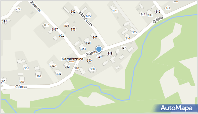 Kamesznica, Górna, 349, mapa Kamesznica