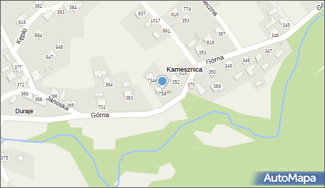 Kamesznica, Górna, 734, mapa Kamesznica