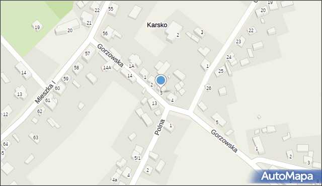 Karsko, Gorzowska, 3, mapa Karsko