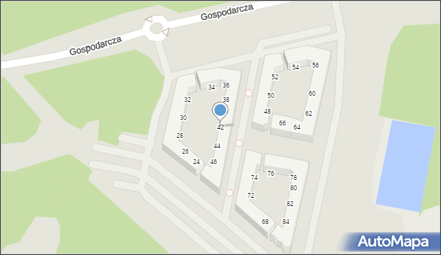 Katowice, Gospodarcza, 42, mapa Katowic