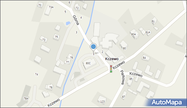 Kczewo, Górna, 1, mapa Kczewo