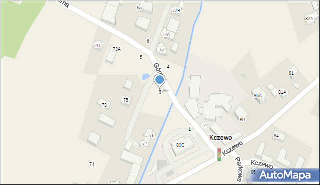 Kczewo, Górna, 3, mapa Kczewo