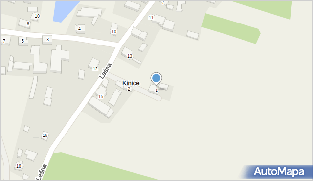 Kinice, Górna, 1, mapa Kinice