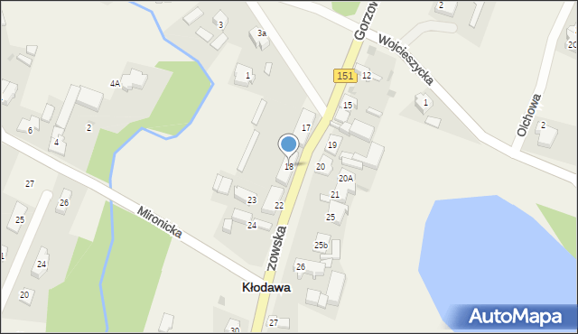 Kłodawa, Gorzowska, 18, mapa Kłodawa