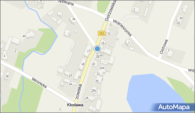 Kłodawa, Gorzowska, 19, mapa Kłodawa