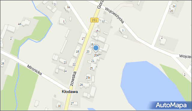 Kłodawa, Gorzowska, 20A, mapa Kłodawa