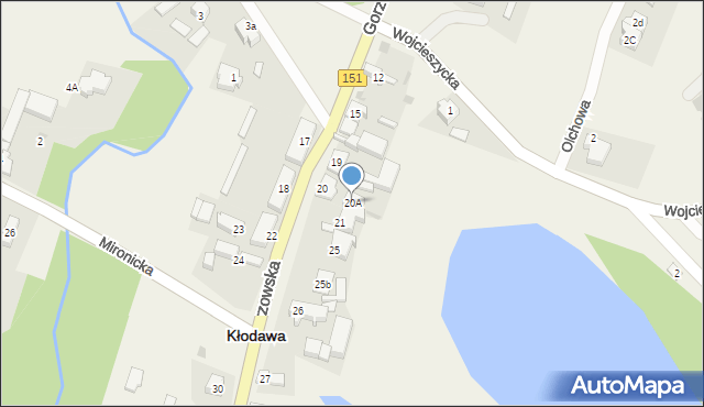 Kłodawa, Gorzowska, 20A, mapa Kłodawa